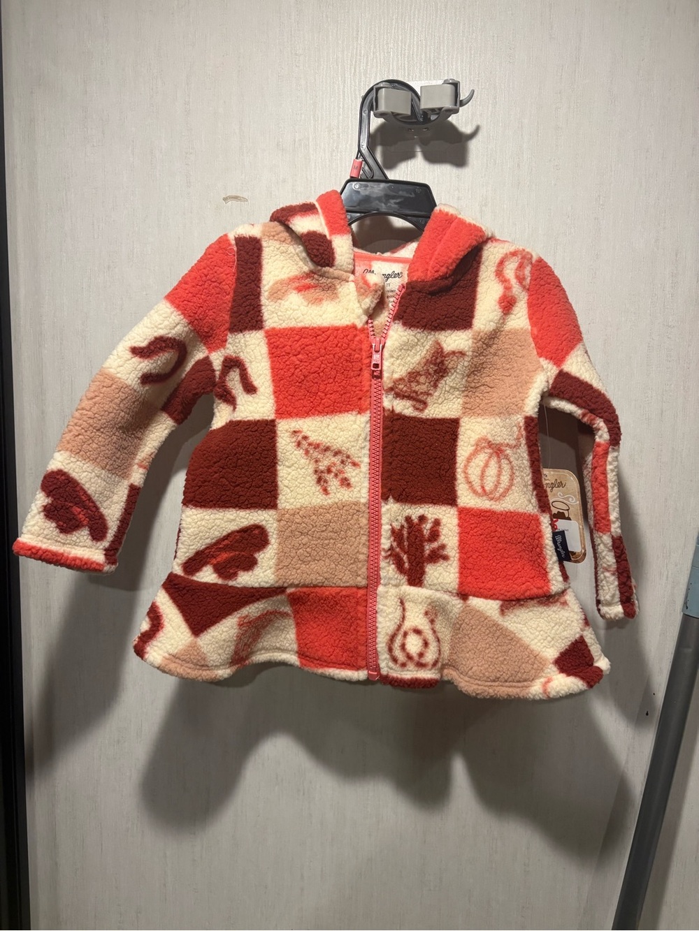 Wrangler Girls' Pink and Cream Sherpa Hoodie Jacket